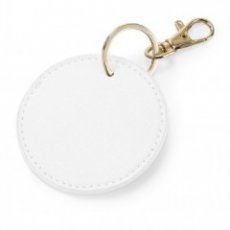 Sleutelhanger Faux Leather Rond - Wit